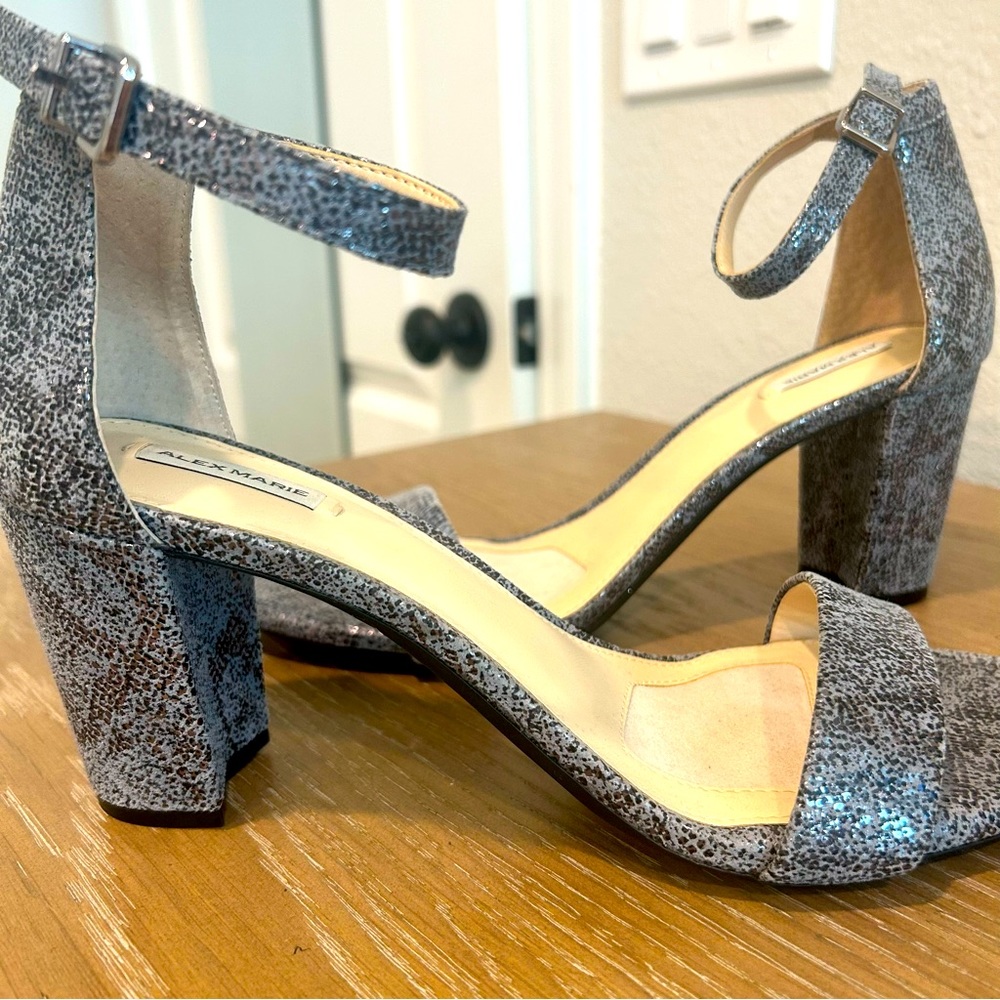 Alex Marie metallic print heels